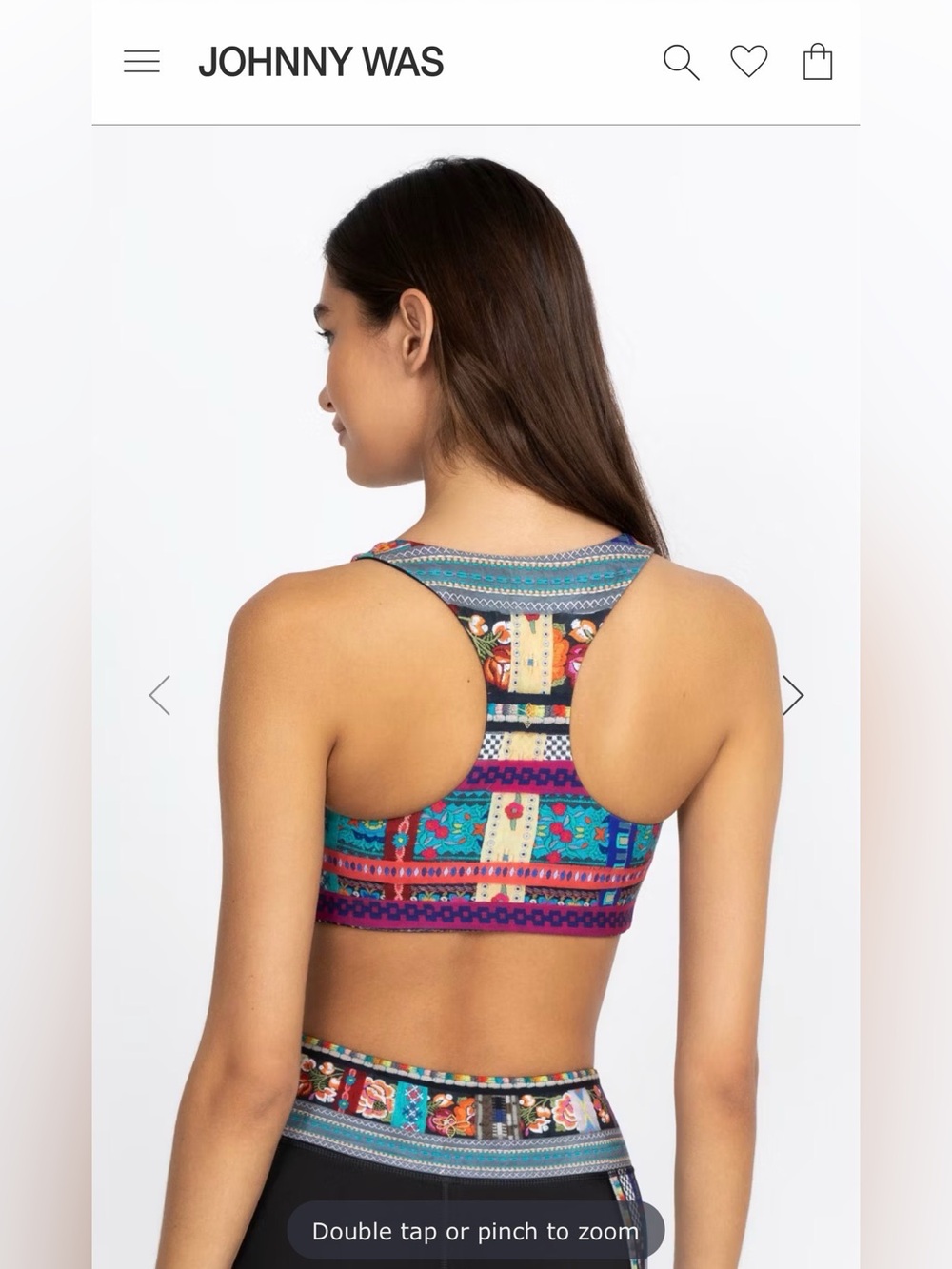 Johnny Was Bee Active Racerback Sports Bra Beatrice Patchwork Reversible NO Tag - Picture 9 of 9
